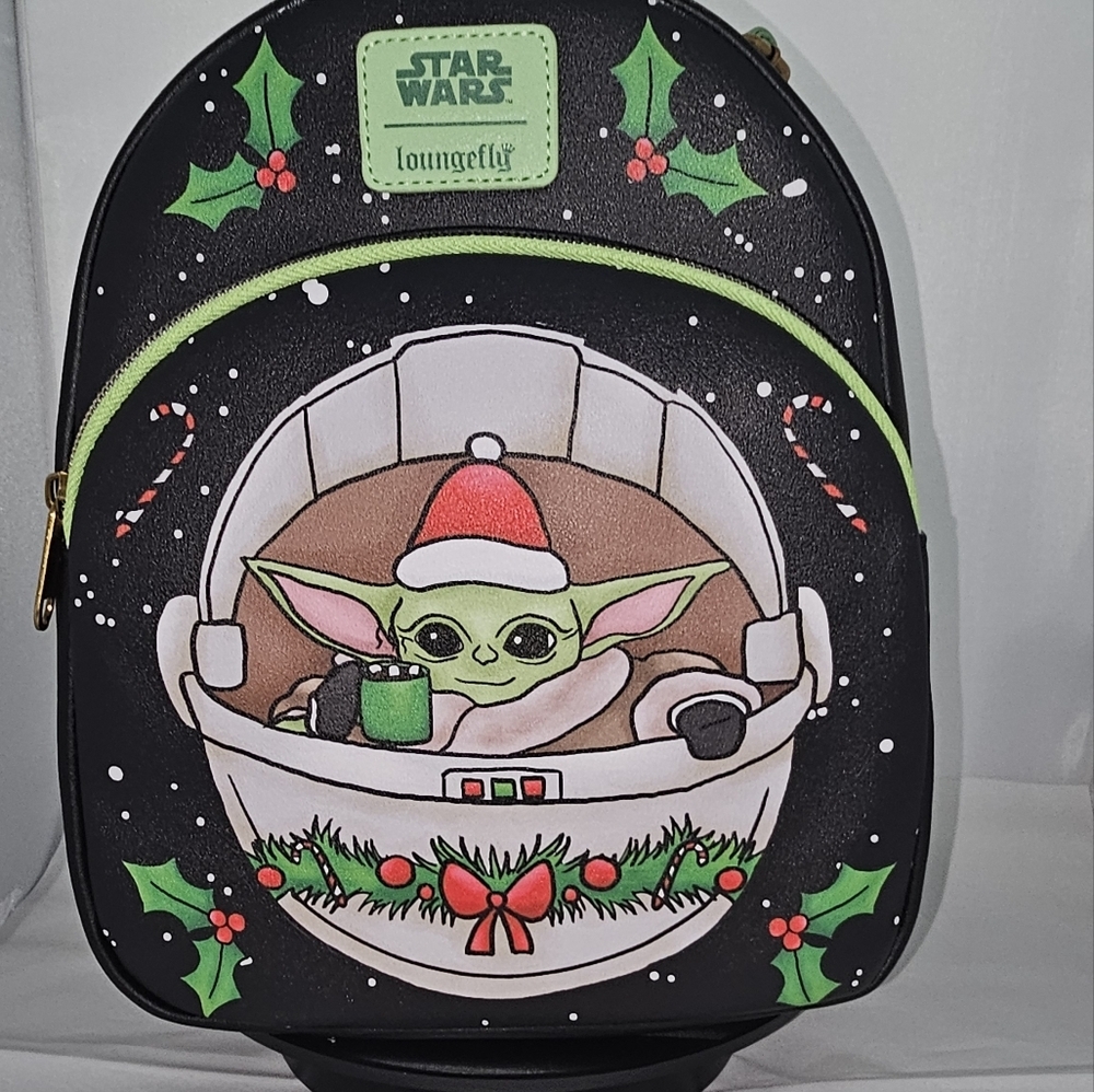 **Sold**NWT Loungefly Star Wars Grogu Holiday Mini Backpack
